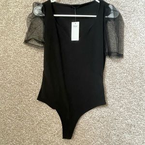 Seduction Cherie Black One Piece Lingerie Mesh Sleeved Woman’s Small/Medium